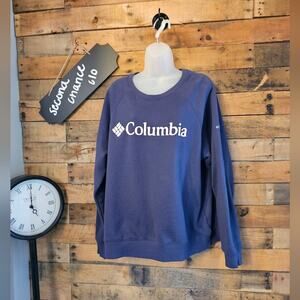Columbia Women's crew neck Blue Long Sleeve Sweatshirt w pink logo Size XXL